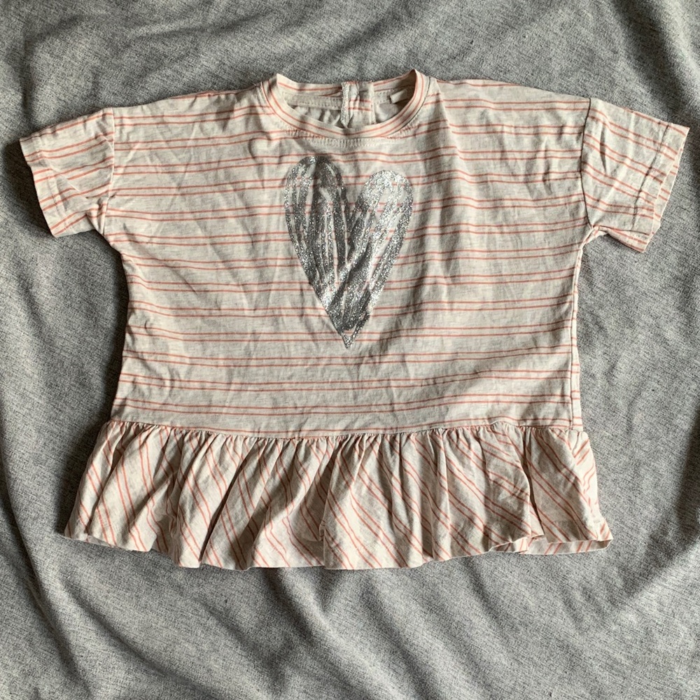 Jessica Simpson Orange and Cream Striped Glitter Heart shirt - 6